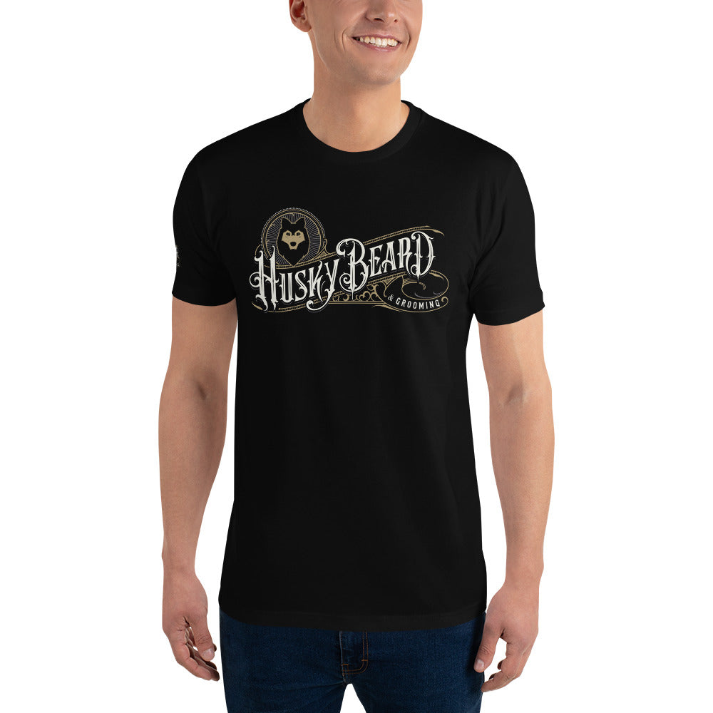 Husky Beard &amp; Grooming T-shirt | Large Logo on Front | Black