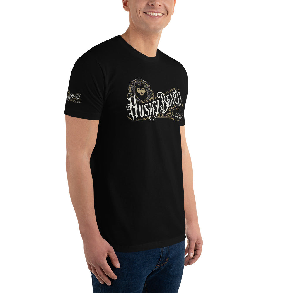 Husky Beard & Grooming T-shirt | Large Logo on Front | Black